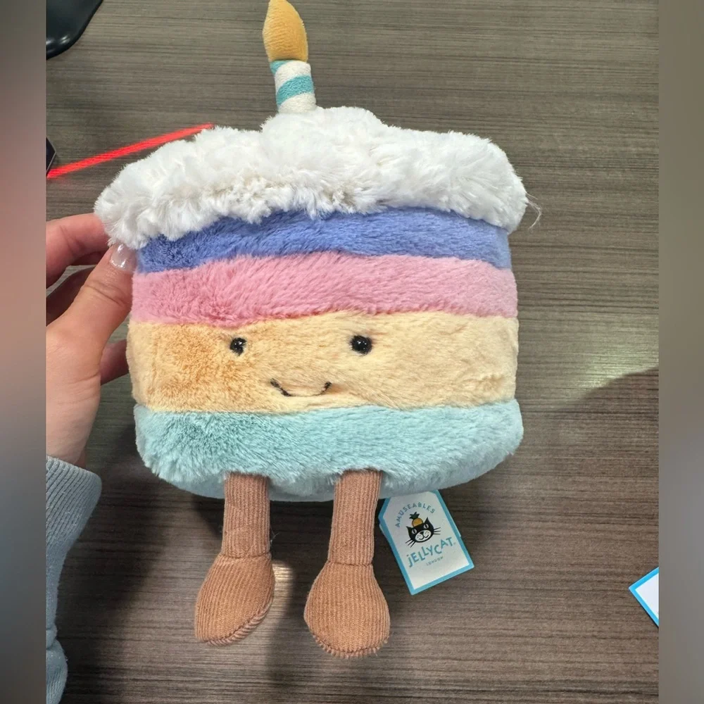 Jellycat Cream and Pink Stuffed Animal Cake